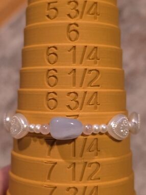 Blue Chalcedony Gemstone & Heart Bracelet 💜🤍